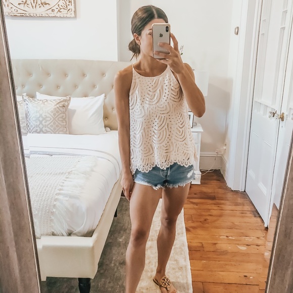 Aqua Tops - Pink Lace Tank Top